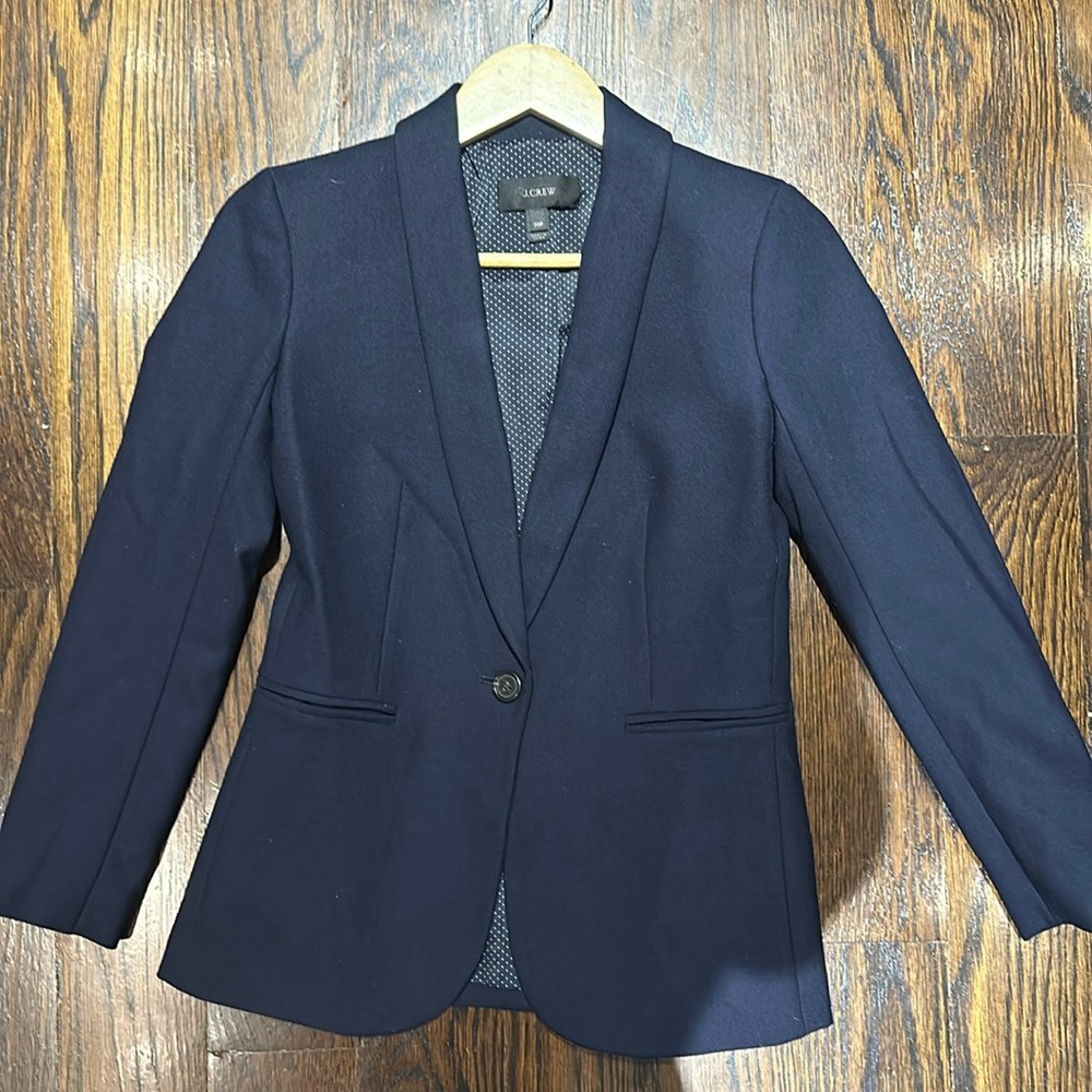 J.Crew, Parke blazer in bi-stretch cotton, Navy, size 00P